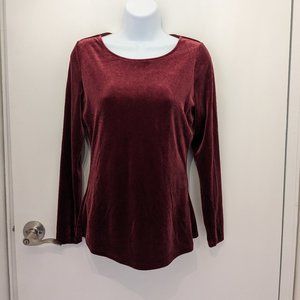 Boden Red Velvet Crew Neck Top